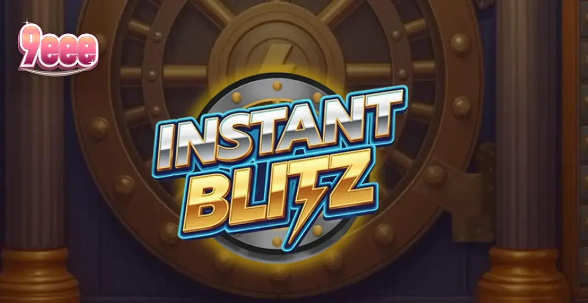 Interface do slot Instant Blitz com elementos de cofre e luzes neon